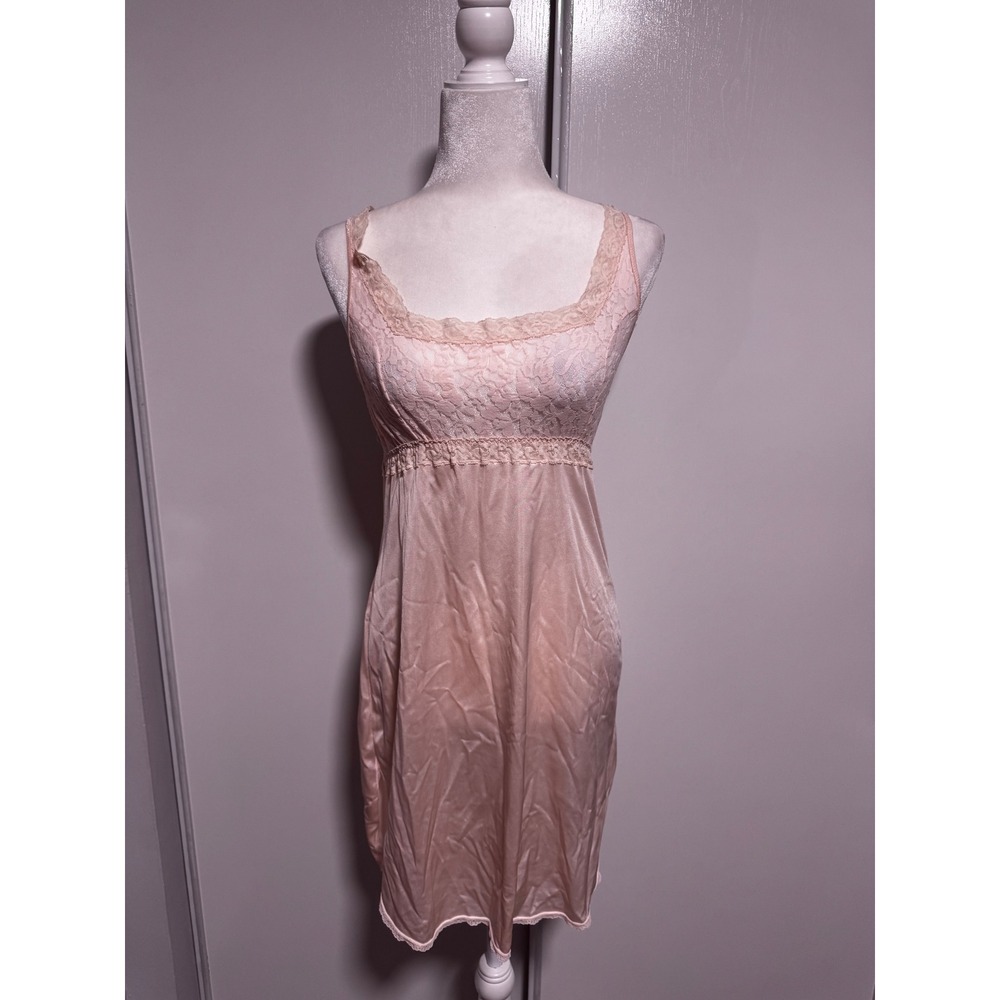 Vintage Warners‎ Lace Trim Slip Dress Babydoll Lingerie Nightie 36 / Medium